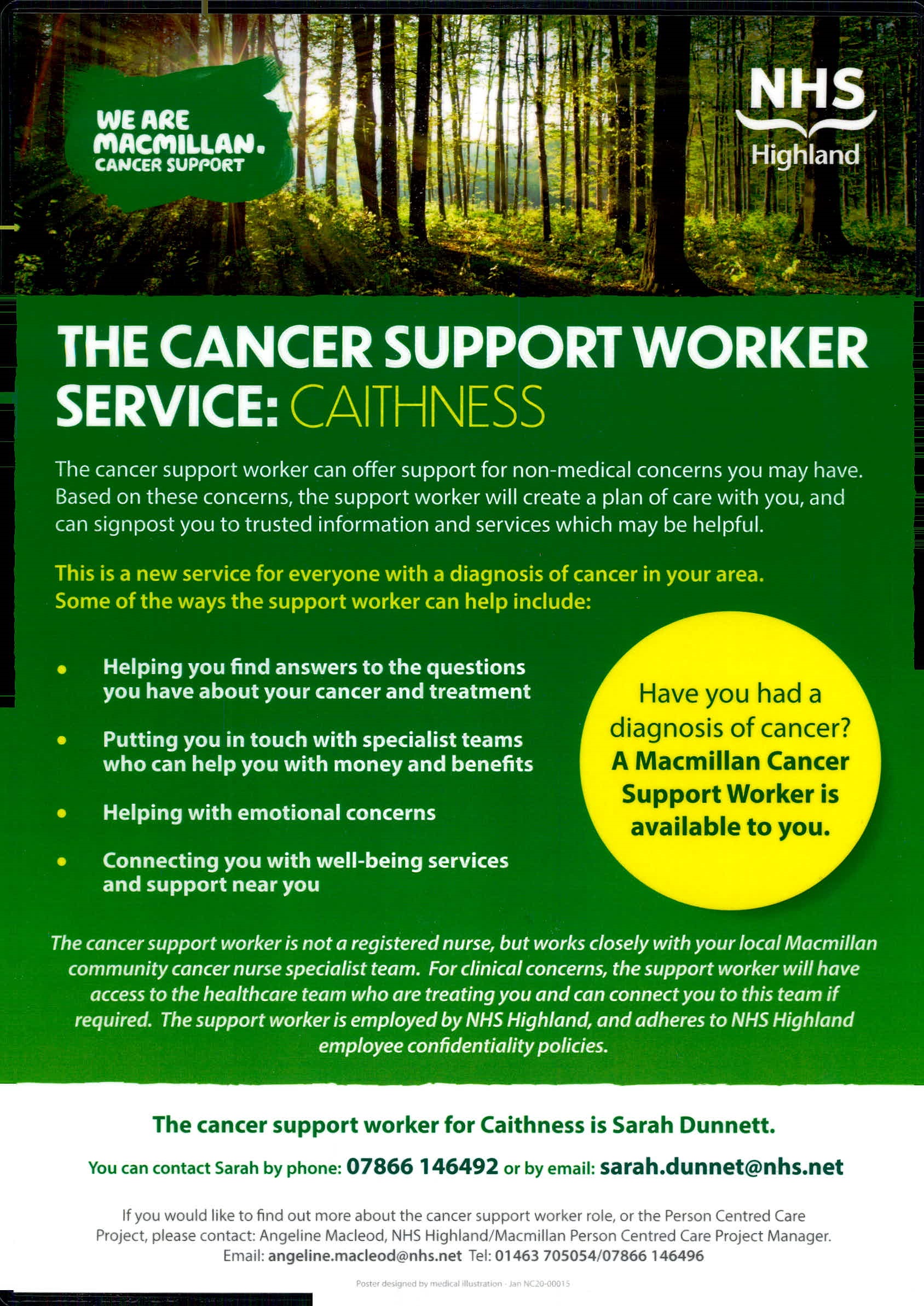 Caithness Cancer Support Worker Poster